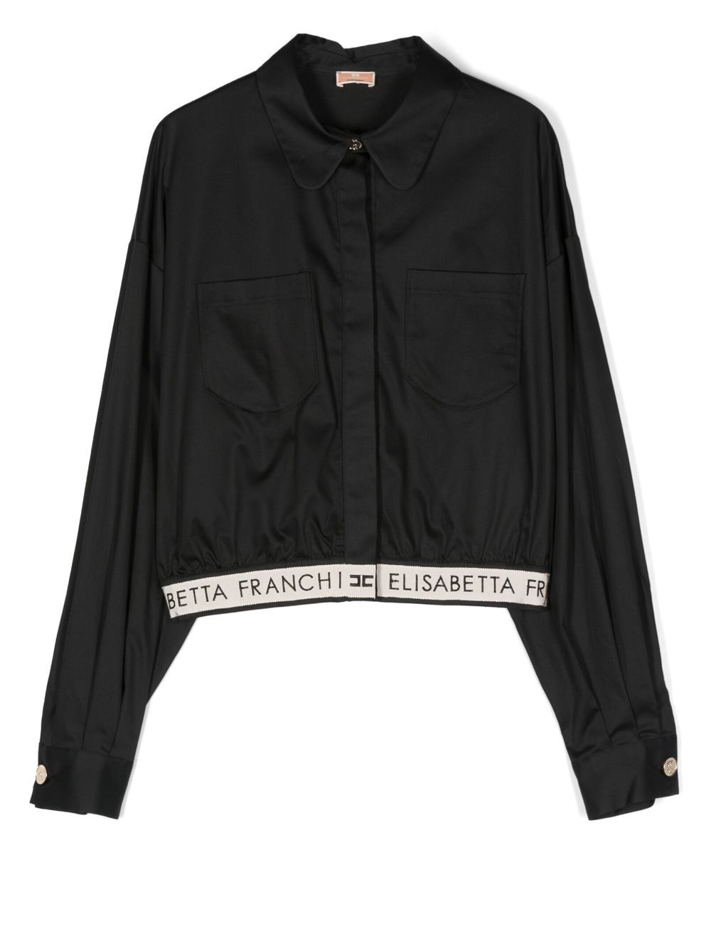 

Elisabetta Franchi La Mia Bambina camisa con franja del logo en el dobladillo - Negro