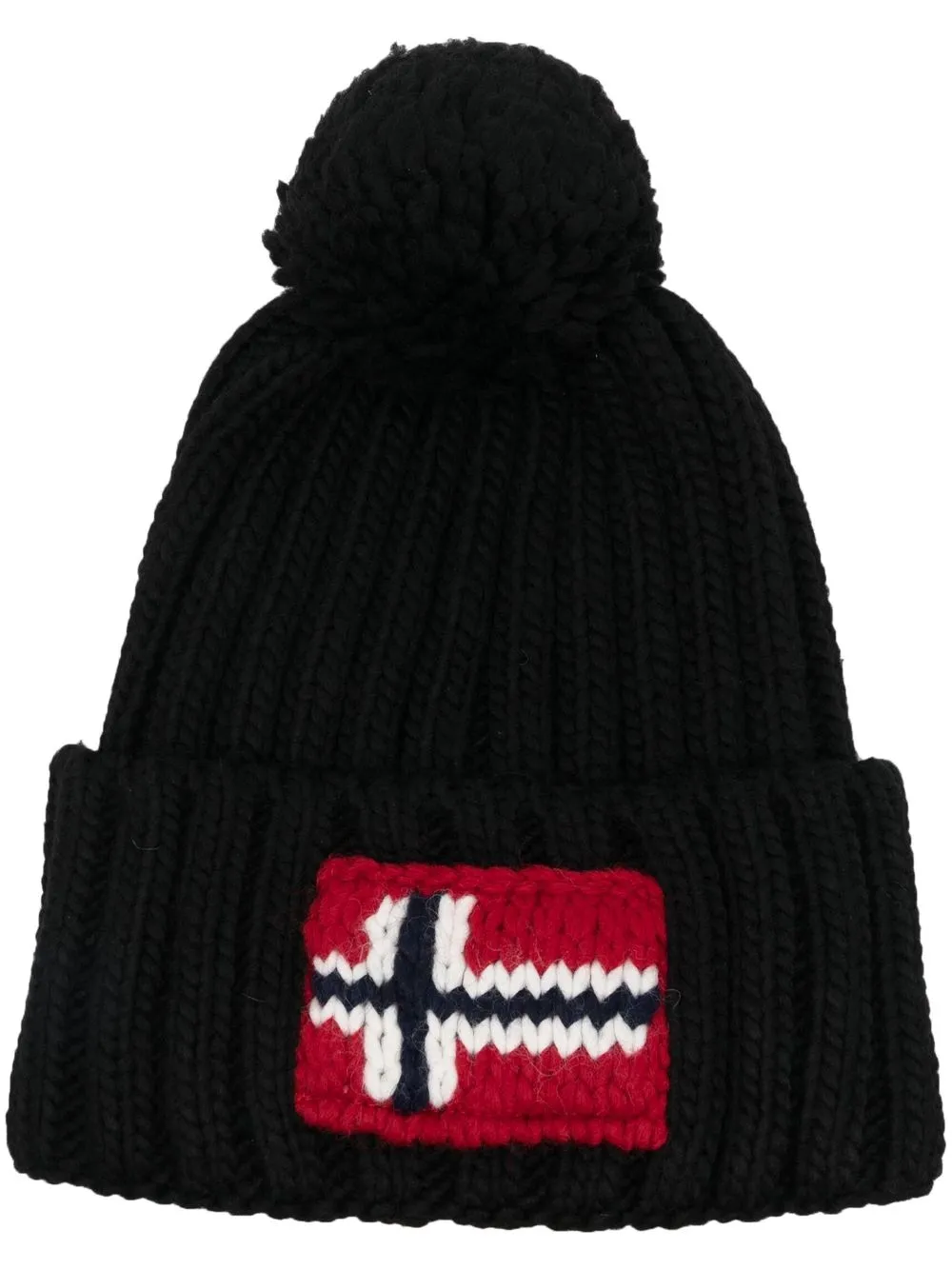 

Napapijri gorro con parche del logo y pompón - Negro