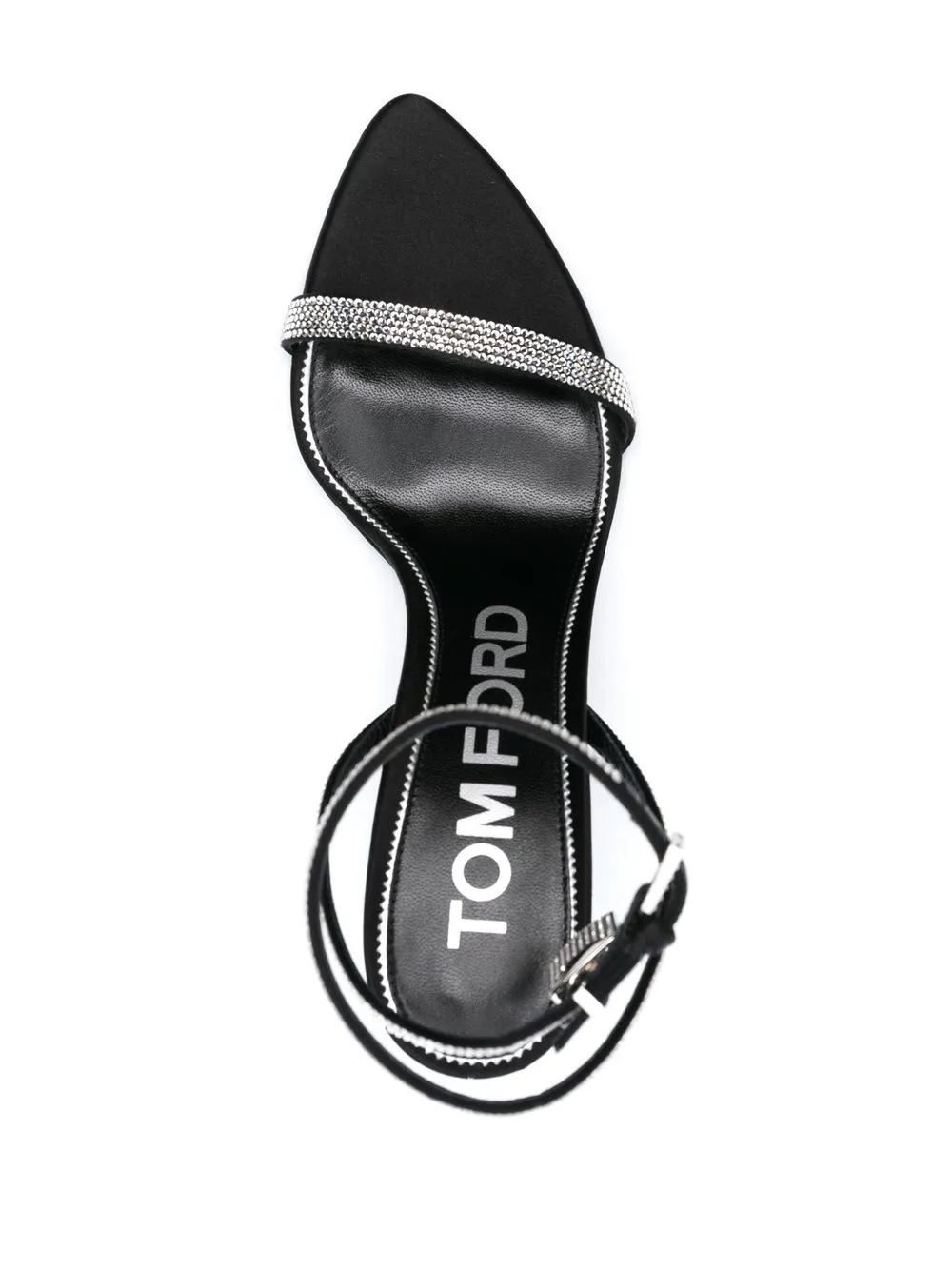 Tom Ford Lock 105mm Crystal Ankle-strap Sandals In Black