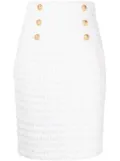 Balmain tweed double-breasted pencil skirt - White