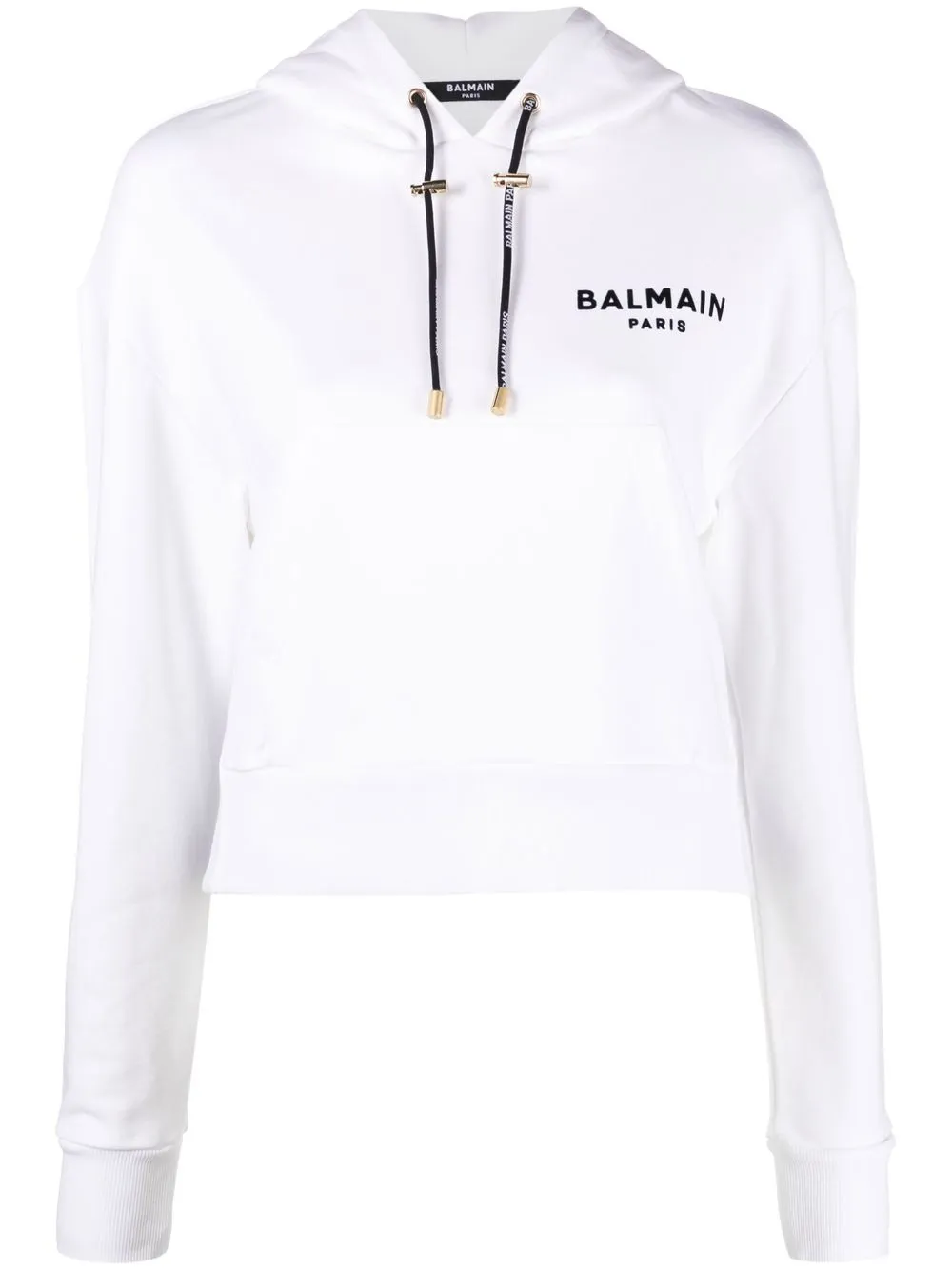 

Balmain logo-print cropped hoodie - White