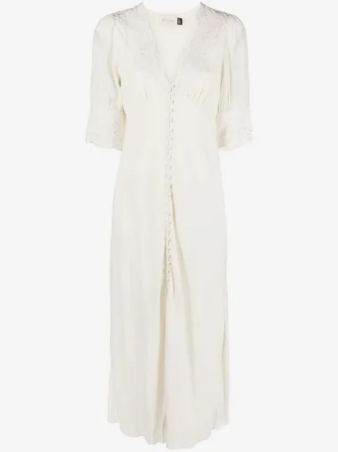 Rixo robe mi-longue Simone bordée de dentelle