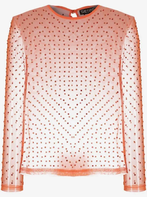 SIEDRES crystal-embellisment sheer blouse 