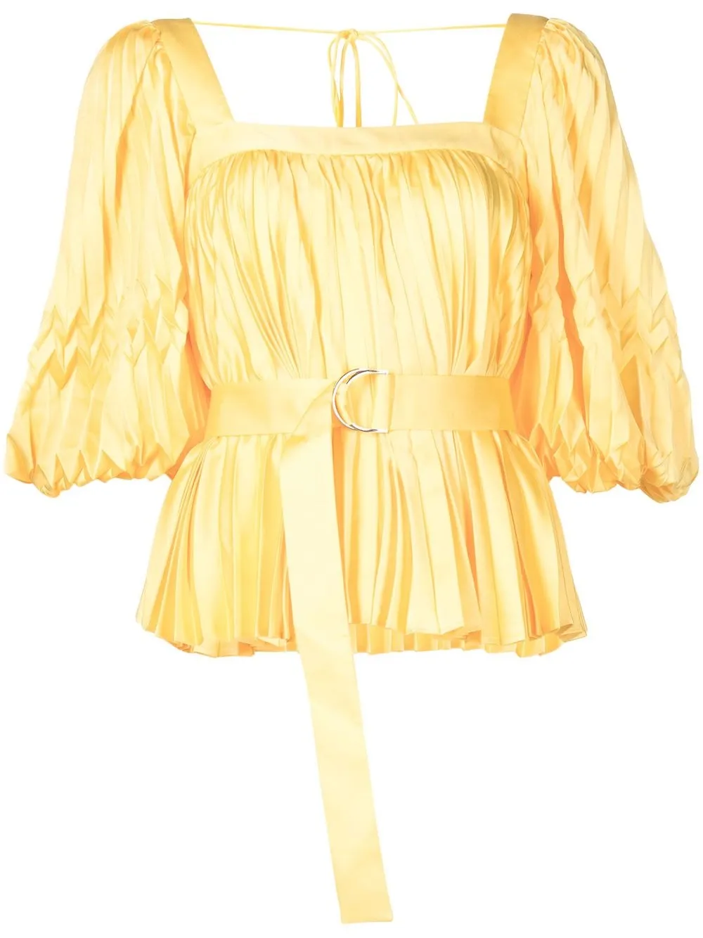 

Acler Harrow belted satin blouse - Yellow