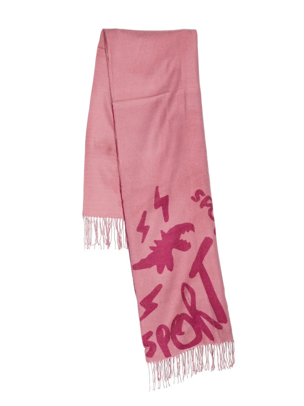 

SPORT b. by agnès b. fringed logo-print scarf - Pink