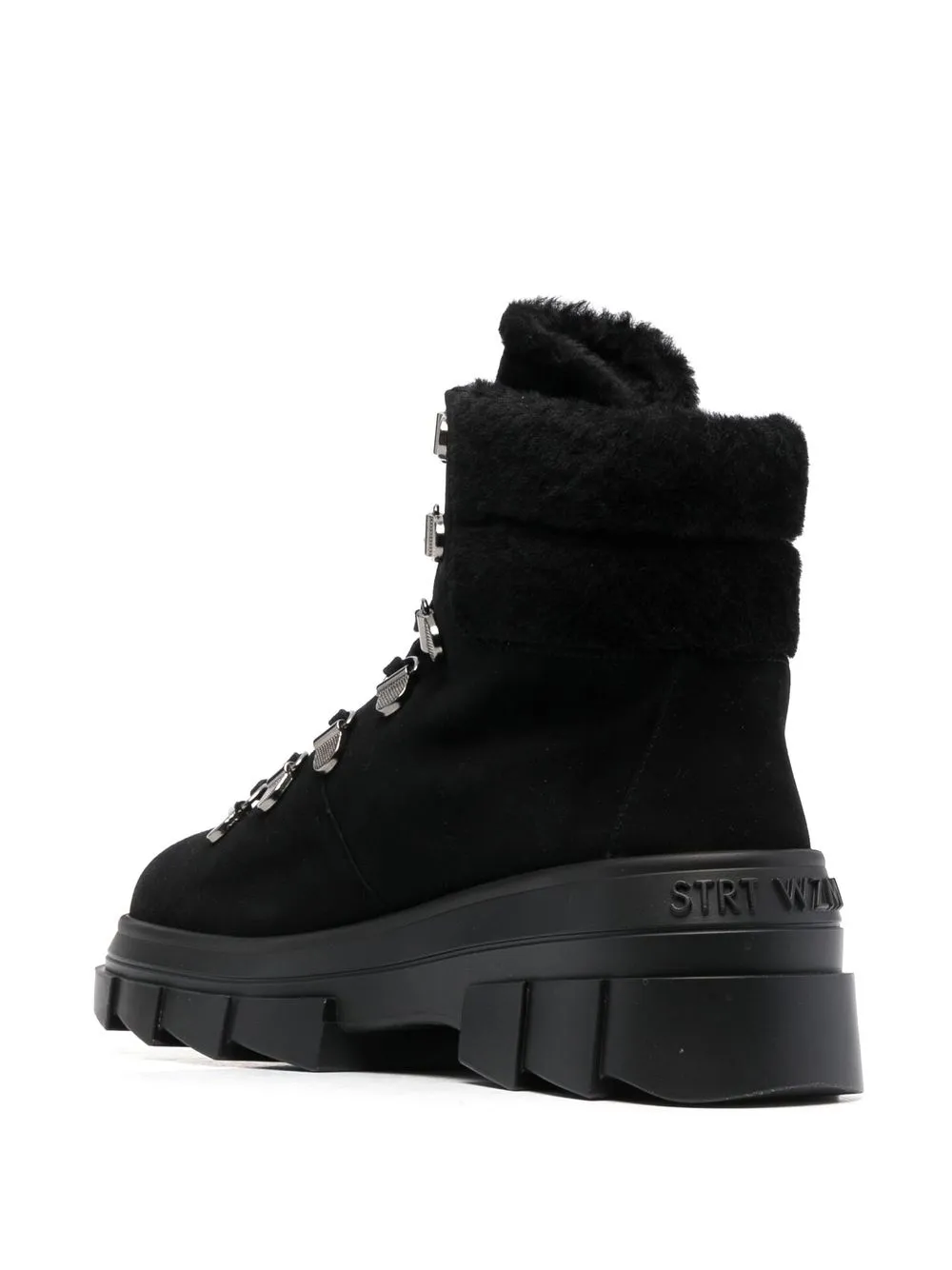 Shop Stuart Weitzman Noho Hiker Shearling-lined Boots In Black