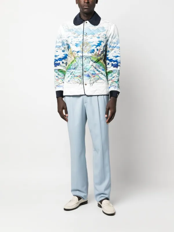 Casablanca graphic-print Quilted Jacket | White | FARFETCH