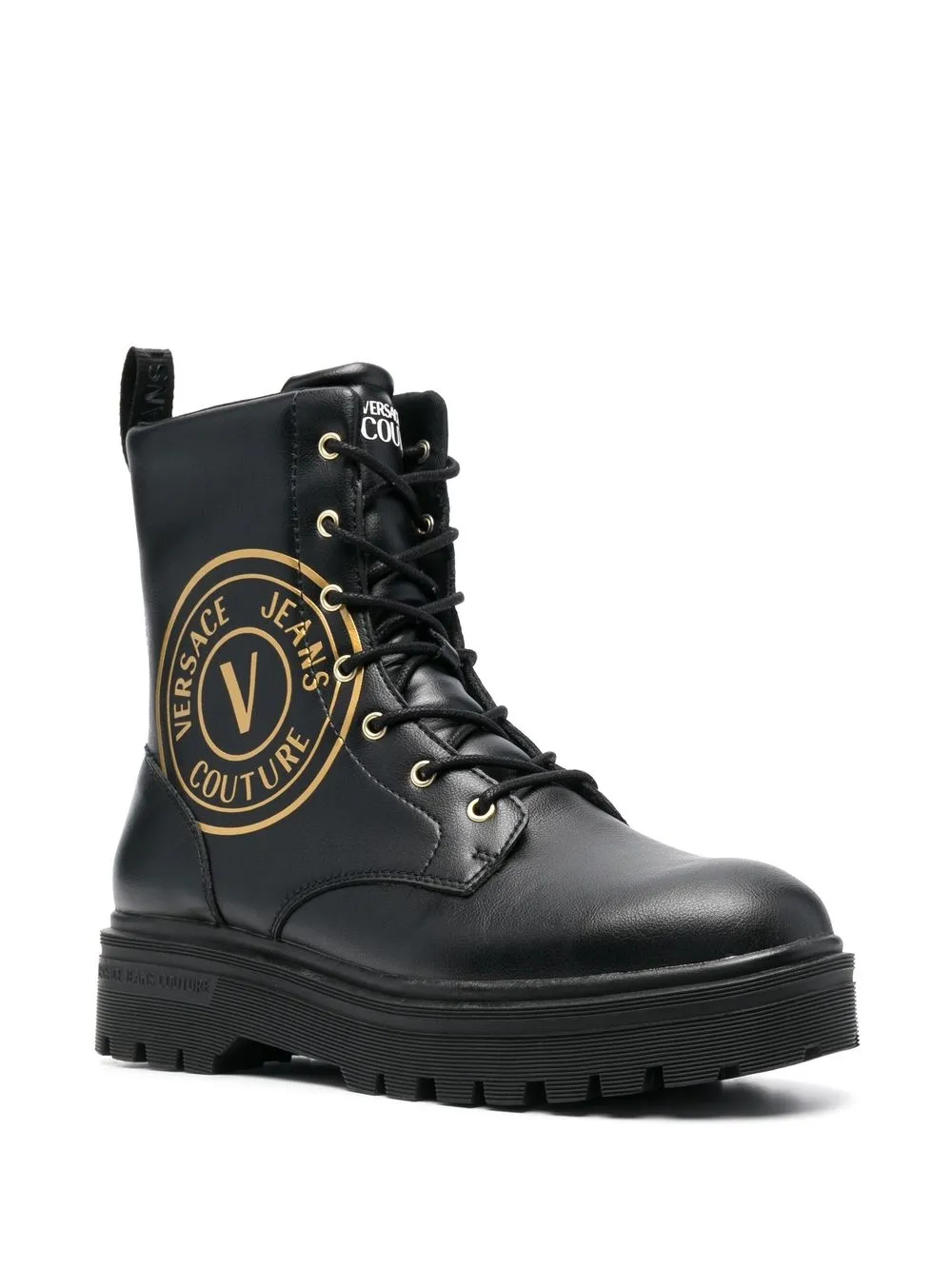 Versace Jeans Couture Combat boots met logoprint - Zwart