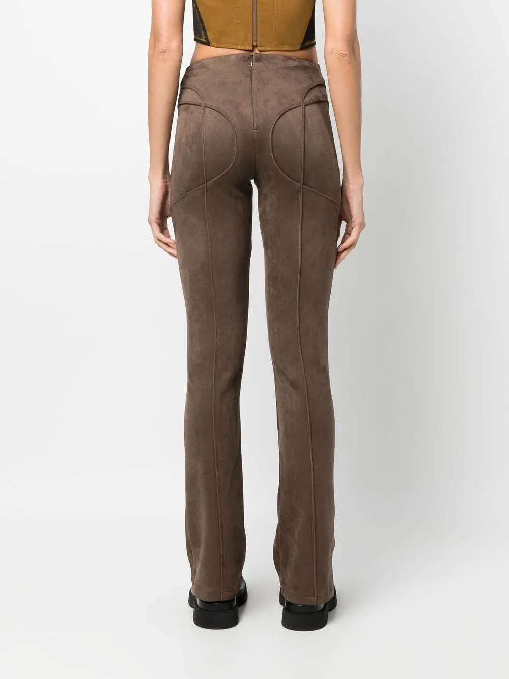 Misbhv Tie-front Faux Suede Trousers In Braun
