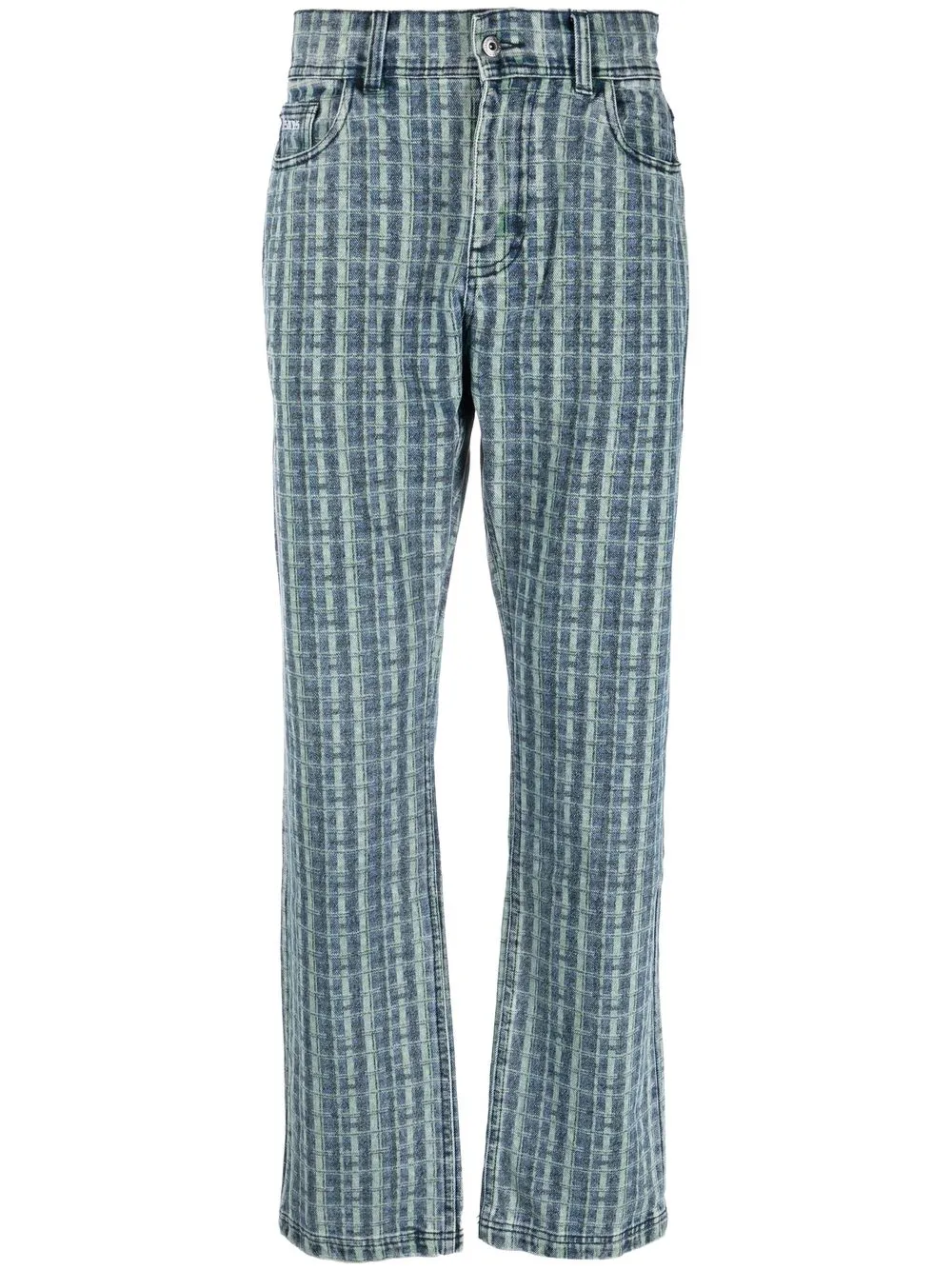 

Pleasures check-print straight-leg jeans - Blue