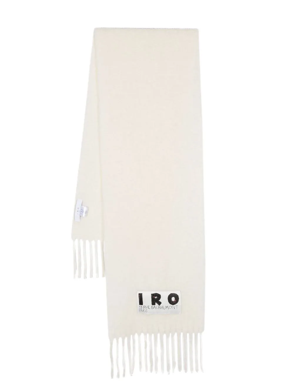 

IRO logo-patch fringed scarf - White