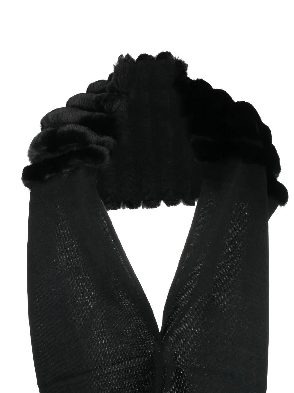  Twinset Schal Mit Faux Fur   Schwarz 