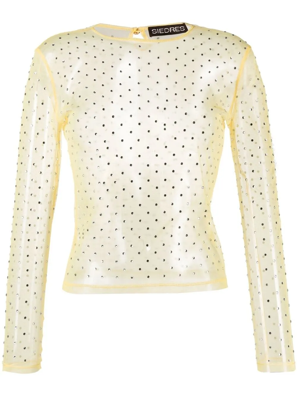 Shop Siedres Desta Crystal-embellished Sheer Top In Yellow