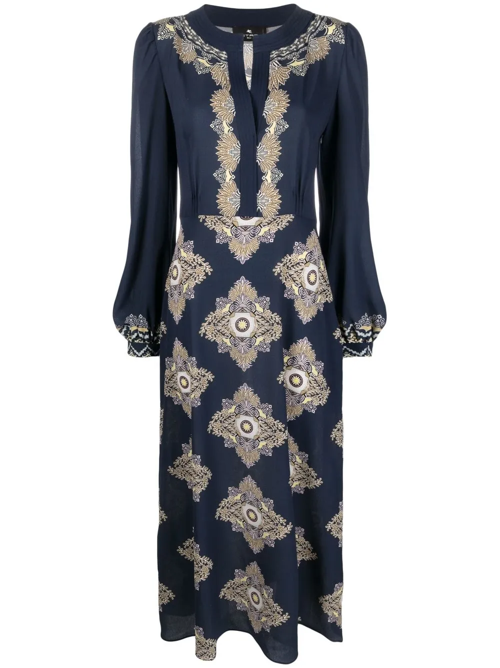 

ETRO embroidered-design long-sleeve dress - Blue