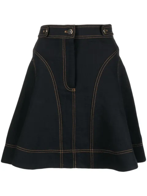 Acler contrast-stitch A-line skirt