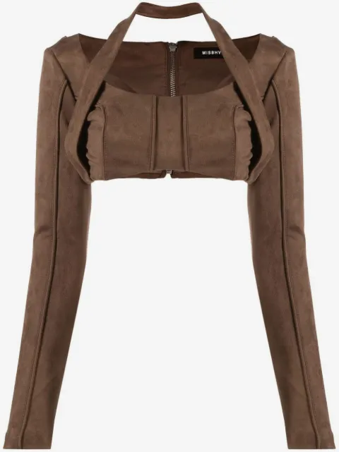 MISBHV faux-suede long-sleeved crop top