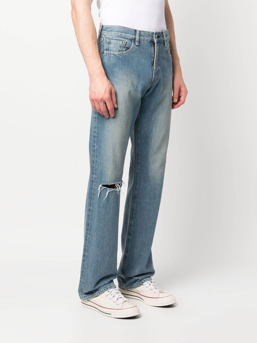 Junya Watanabe MAN ripped-detail straight-leg Jeans - Farfetch