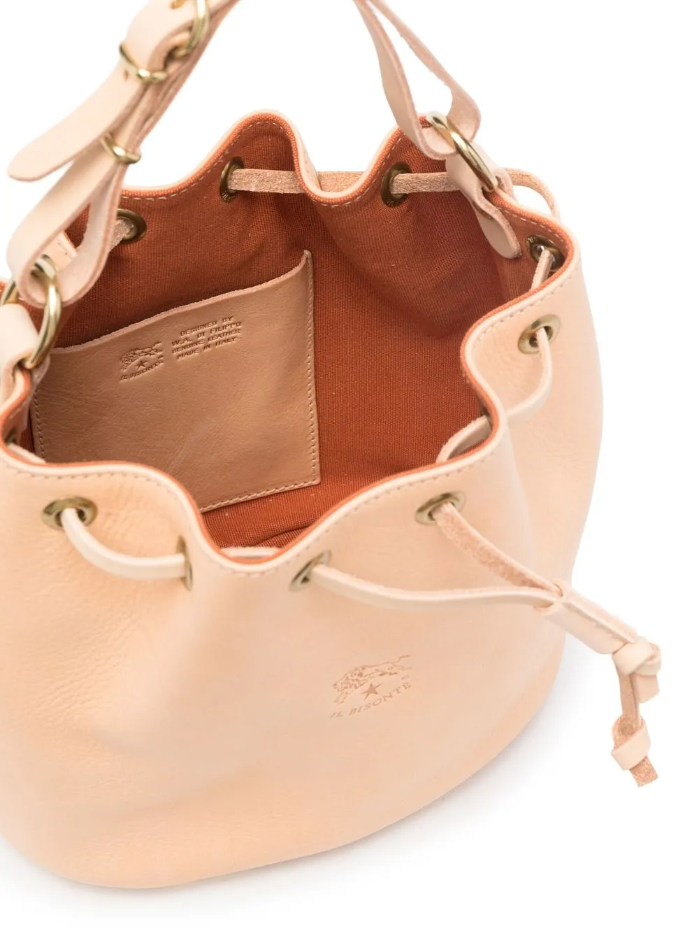 Il Bisonte Logo-detail Leather Bucket Bag In Neutrals
