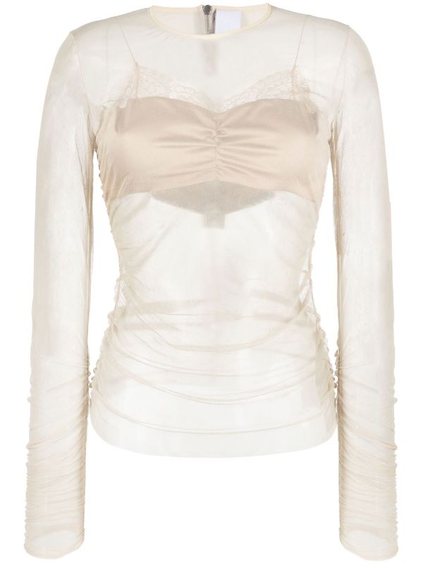 AC9 gathered-detail long-sleeve Sheer Top - Farfetch