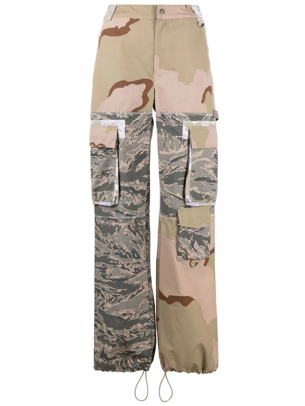 

Marine Serre pantalones cargo Desert Damask - Neutro