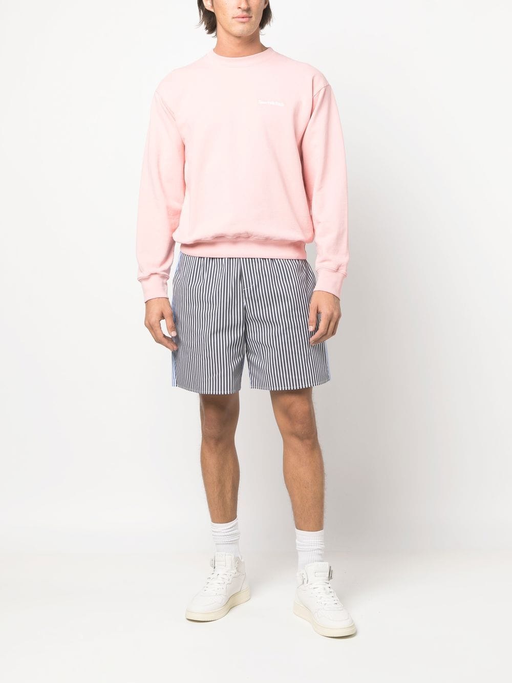 Shop Sporty And Rich Embroidered-logo Crew-neck Sweatshirt In Pink