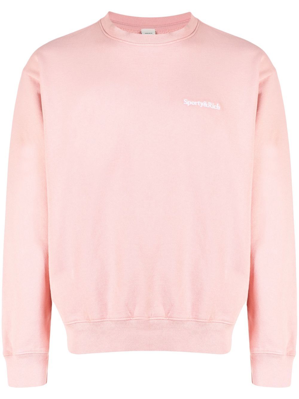 Shop Sporty And Rich Embroidered-logo Crew-neck Sweatshirt In Pink