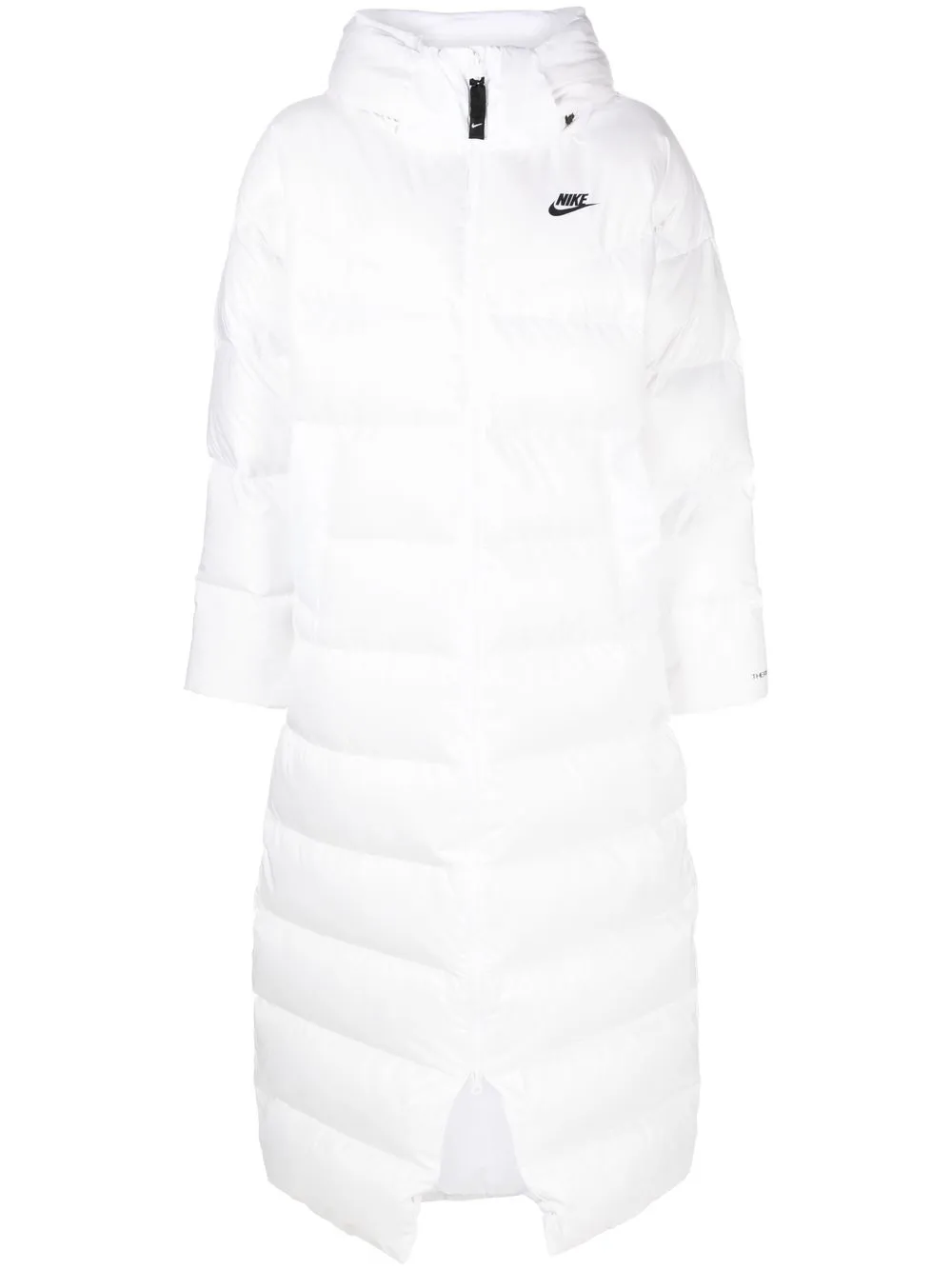 

Nike Swoosh-print long puffer coat - White