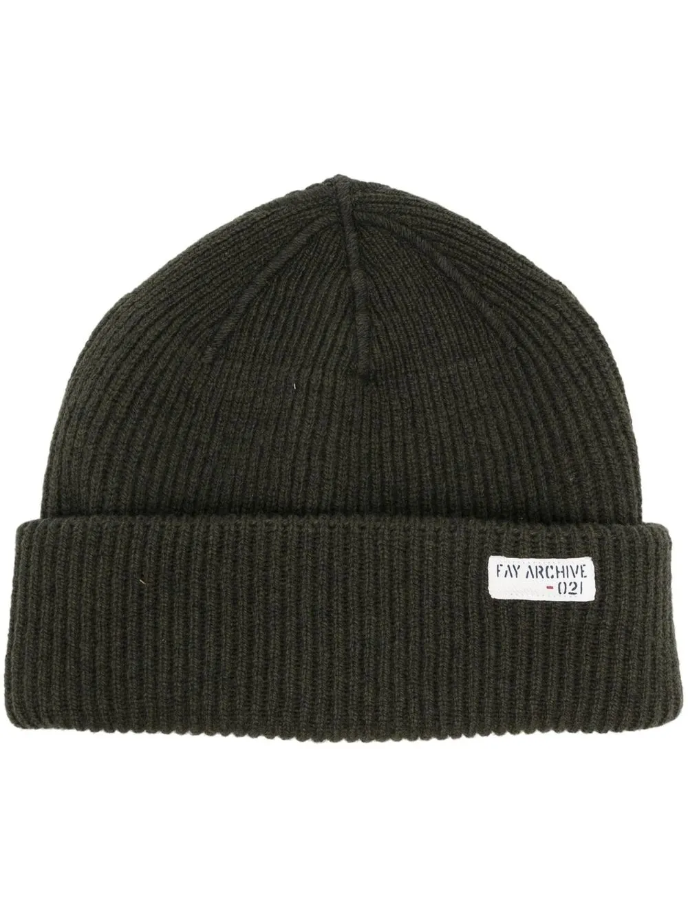 Image 1 of Fay logo-patch ribbed-knit beanie