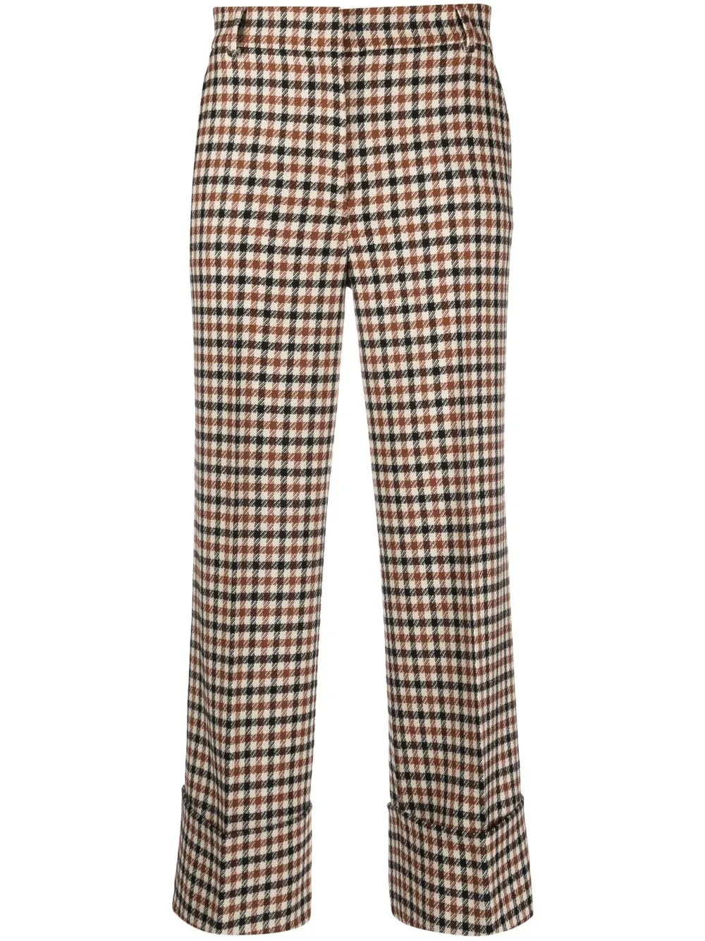 

Antonelli cropped plaid-chck print trousers - Brown