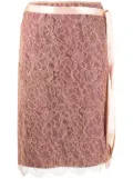 Valentino Garavani Pre-Owned 1990s side-tied lace skirt - Orange