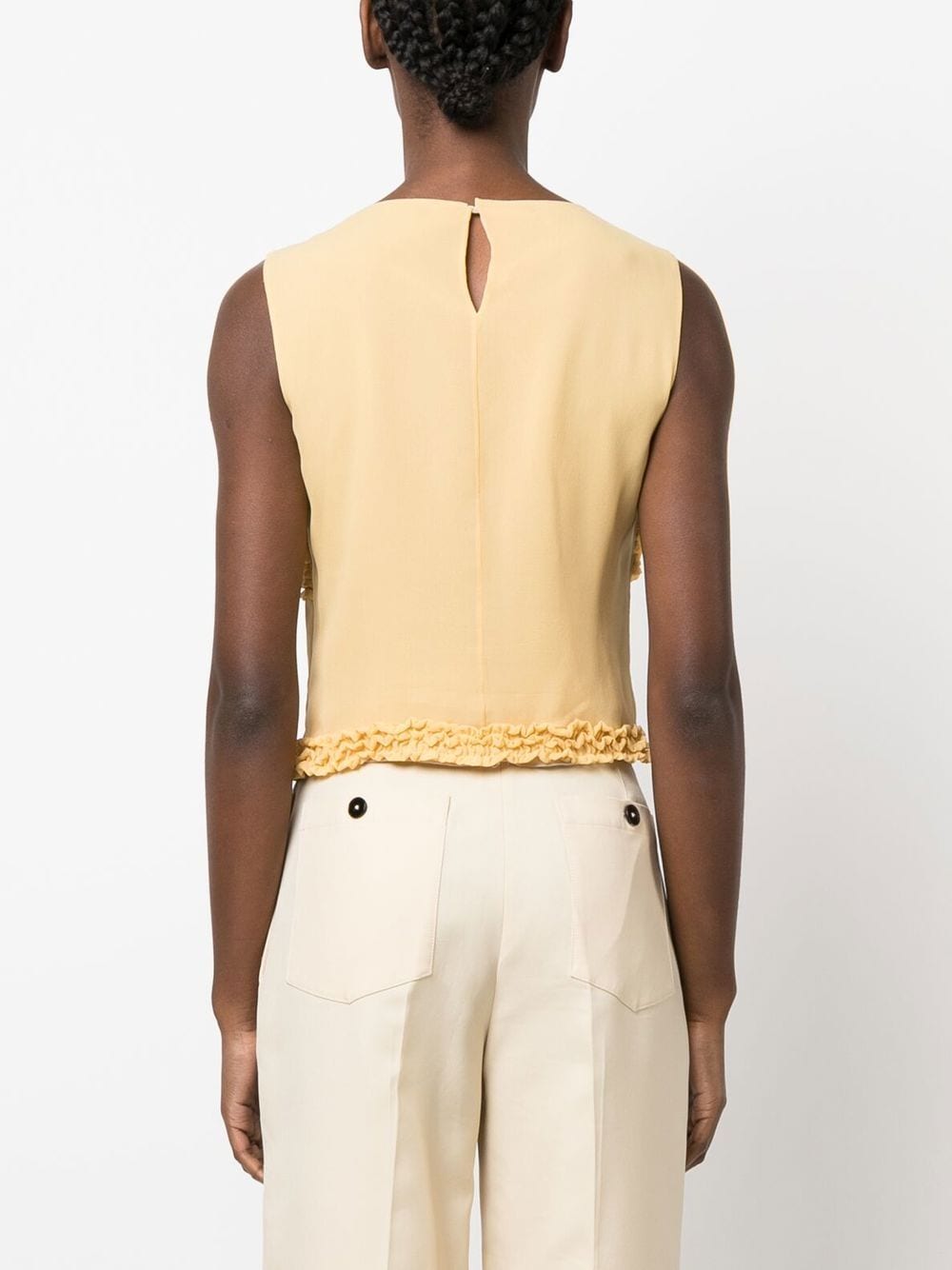 Pre-owned Valentino 1990s Ruffle Appliqué Sleeveless Top In Yellow