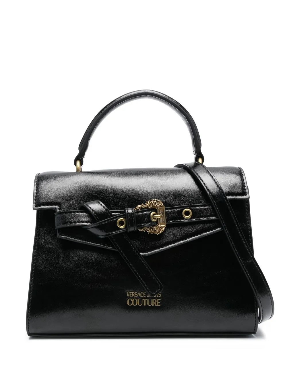 

Versace Jeans Couture buckle-front faux leather tote bag - Black