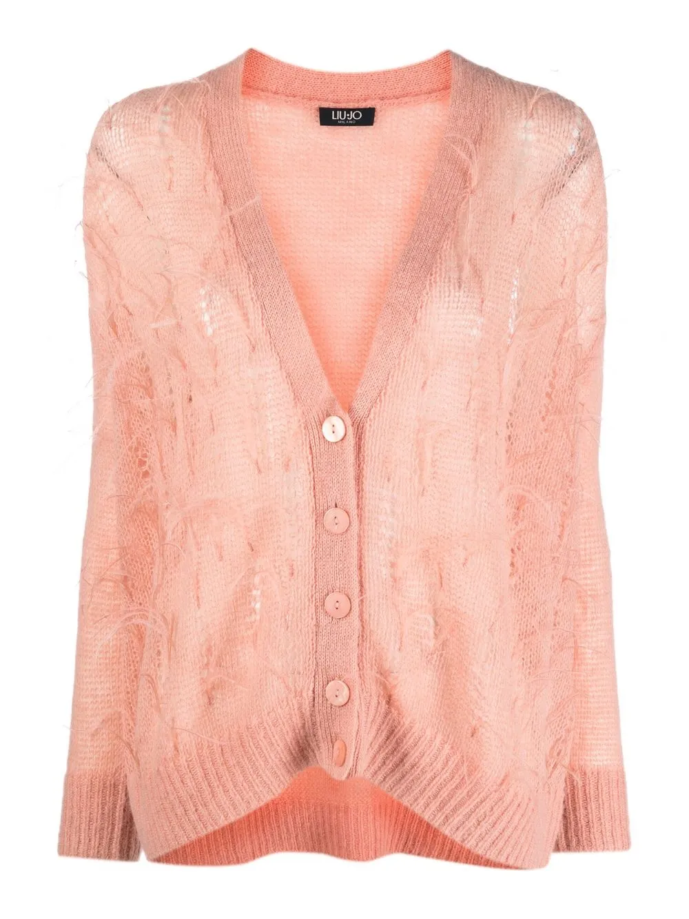 

LIU JO feather-detail V-neck cardigan - Rosado