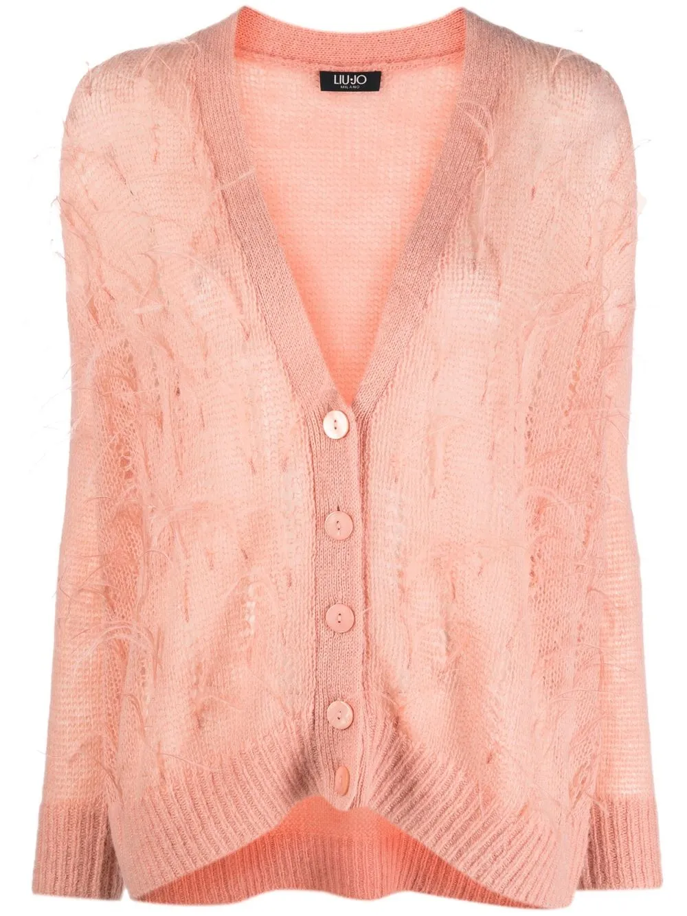 

LIU JO feather-detail V-neck cardigan - Pink