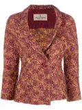 Valentino Garavani Pre-Owned 1990s woven bouclé narrow lapels jacket - Purple