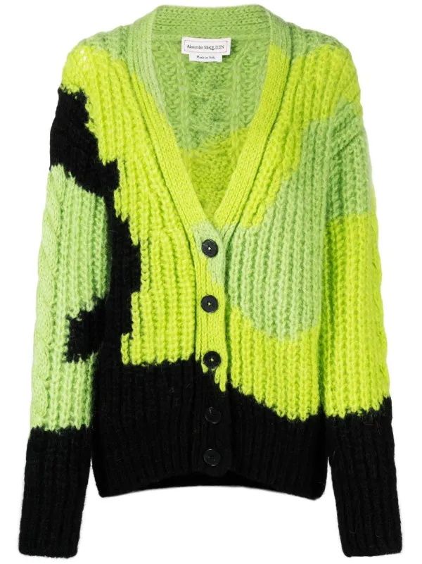 Alexander McQueen intarsia-knit button-fastening Cardigan - Farfetch