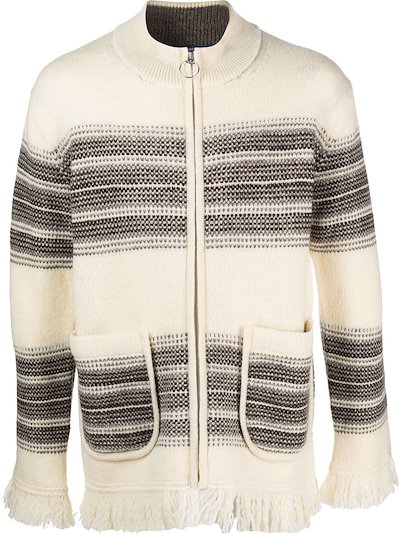 Junya Watanabe MAN - stripe-pattern zip-up cardigan 