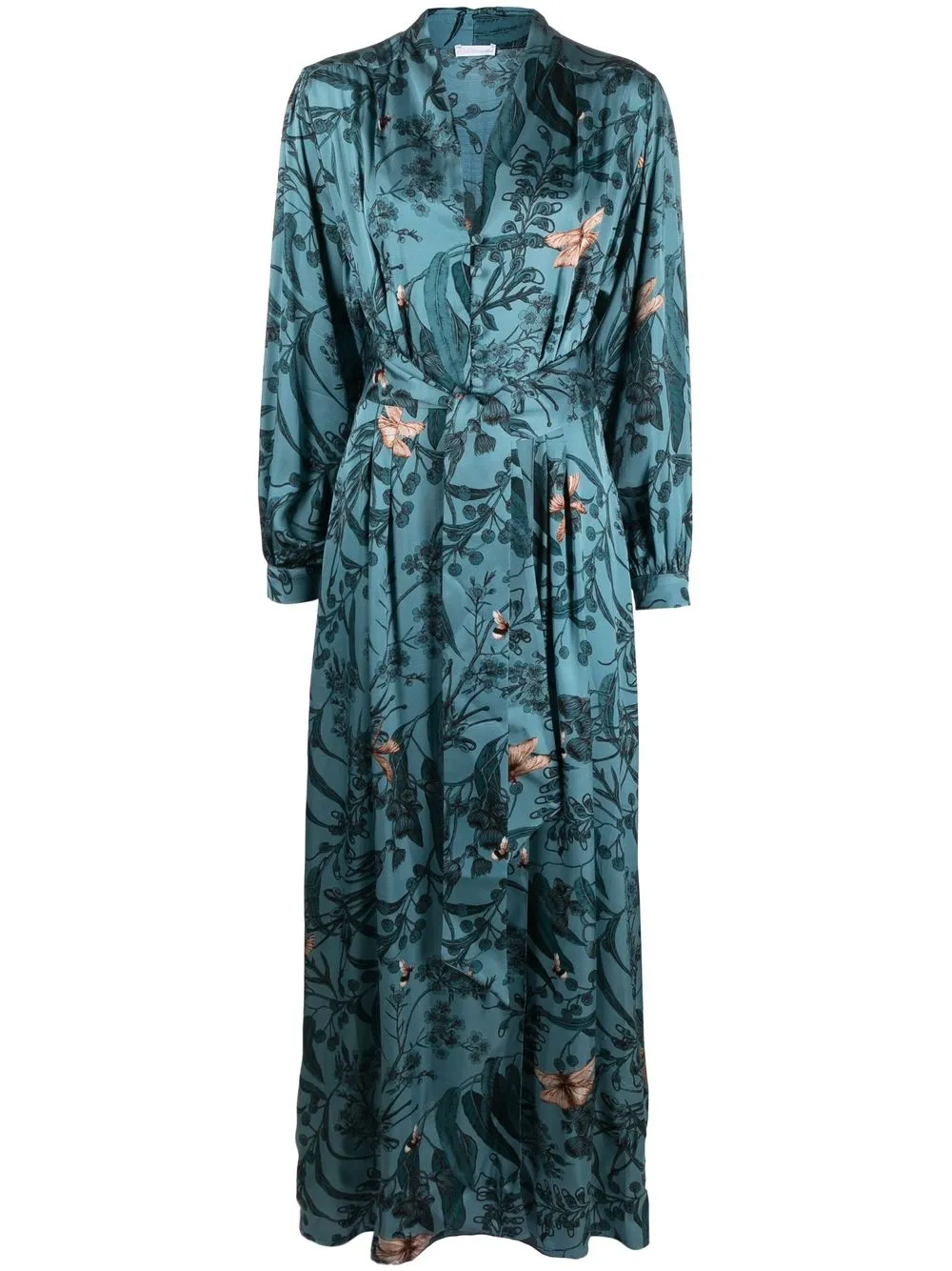 

813 floral-print belted midi dress - Azul