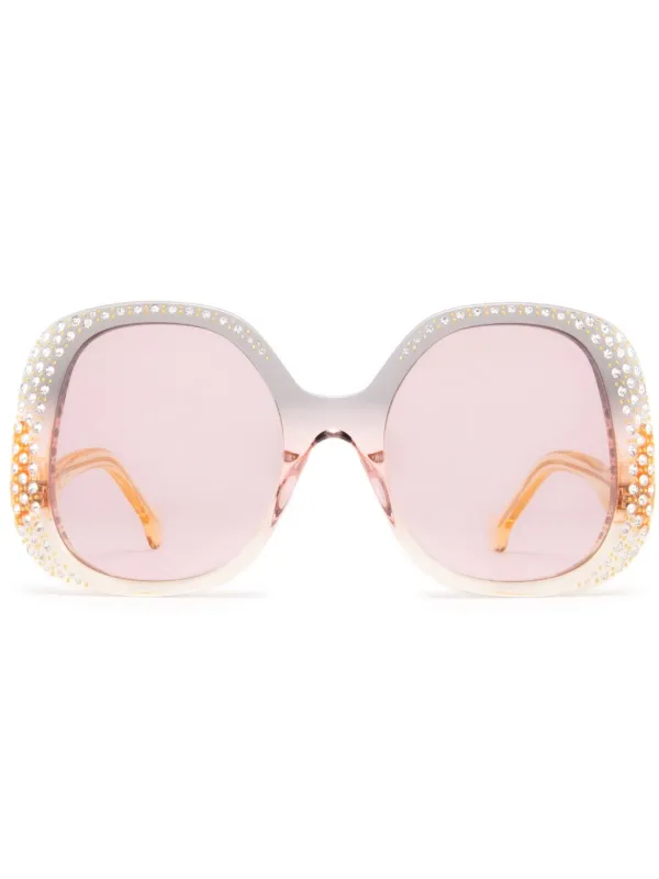 Gucci Eyewear crystal embellished square frame Sunglasses Yellow FARFETCH CA