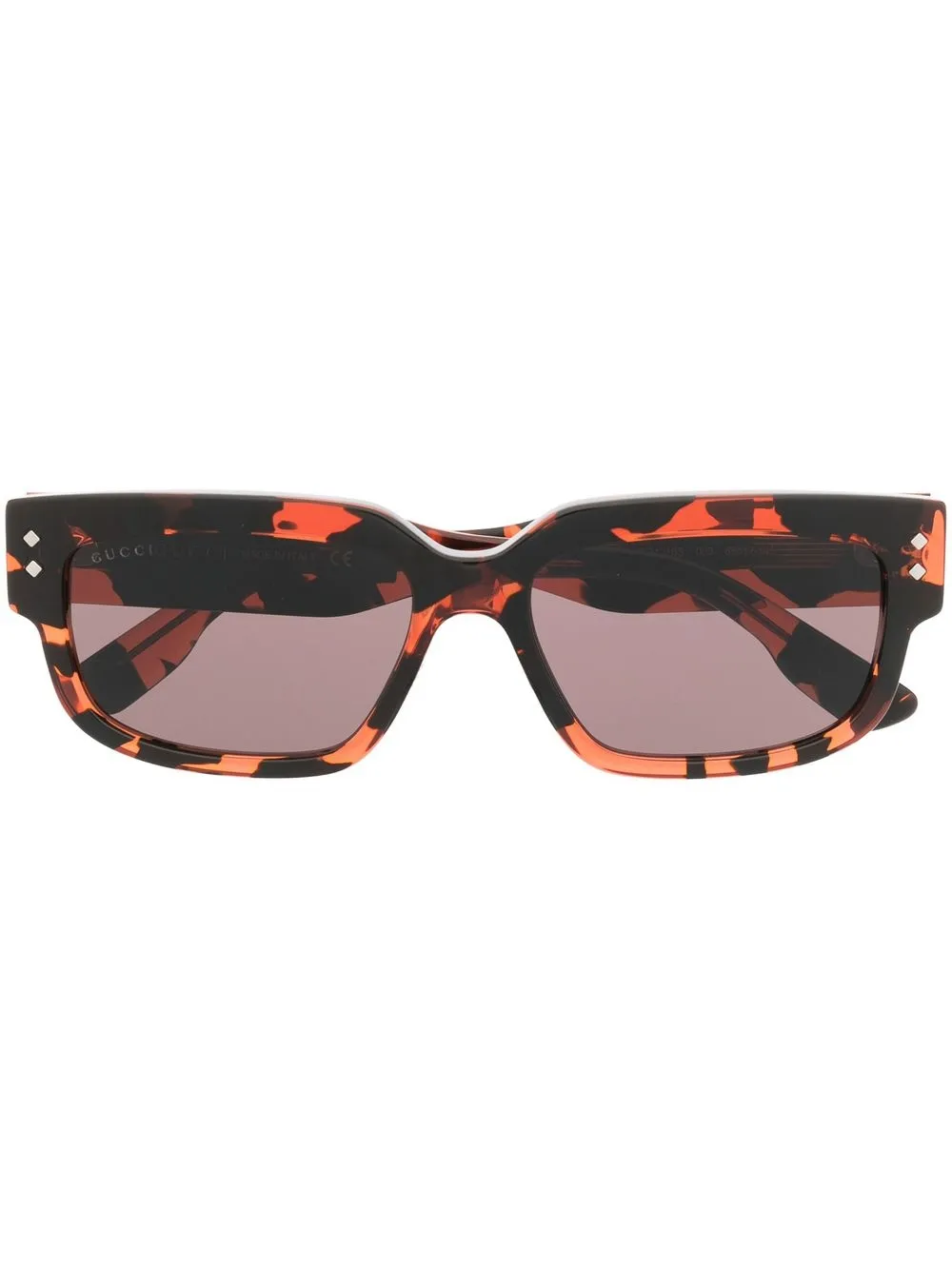 

Gucci Eyewear lentes de sol con armazón rectangular y animal print - Rojo