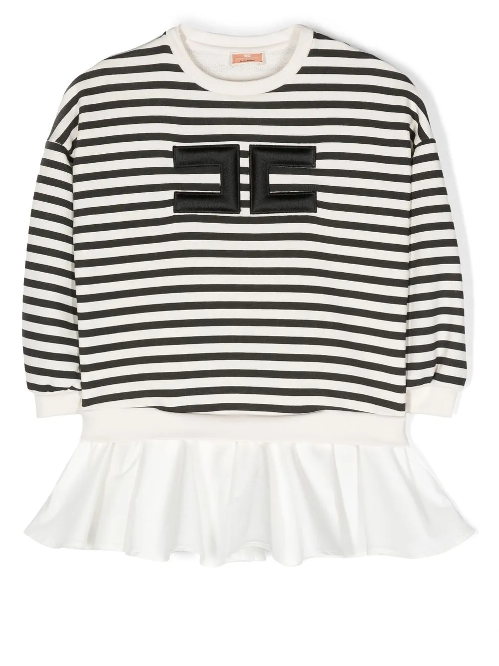 

Elisabetta Franchi La Mia Bambina logo-embroidered striped T-shirt dress - White