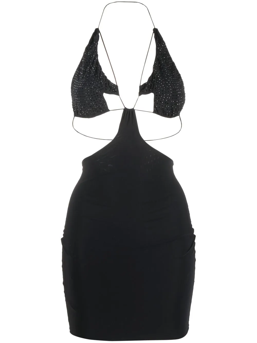 

Amazuìn rhinestone-embellished halterneck dress - Black