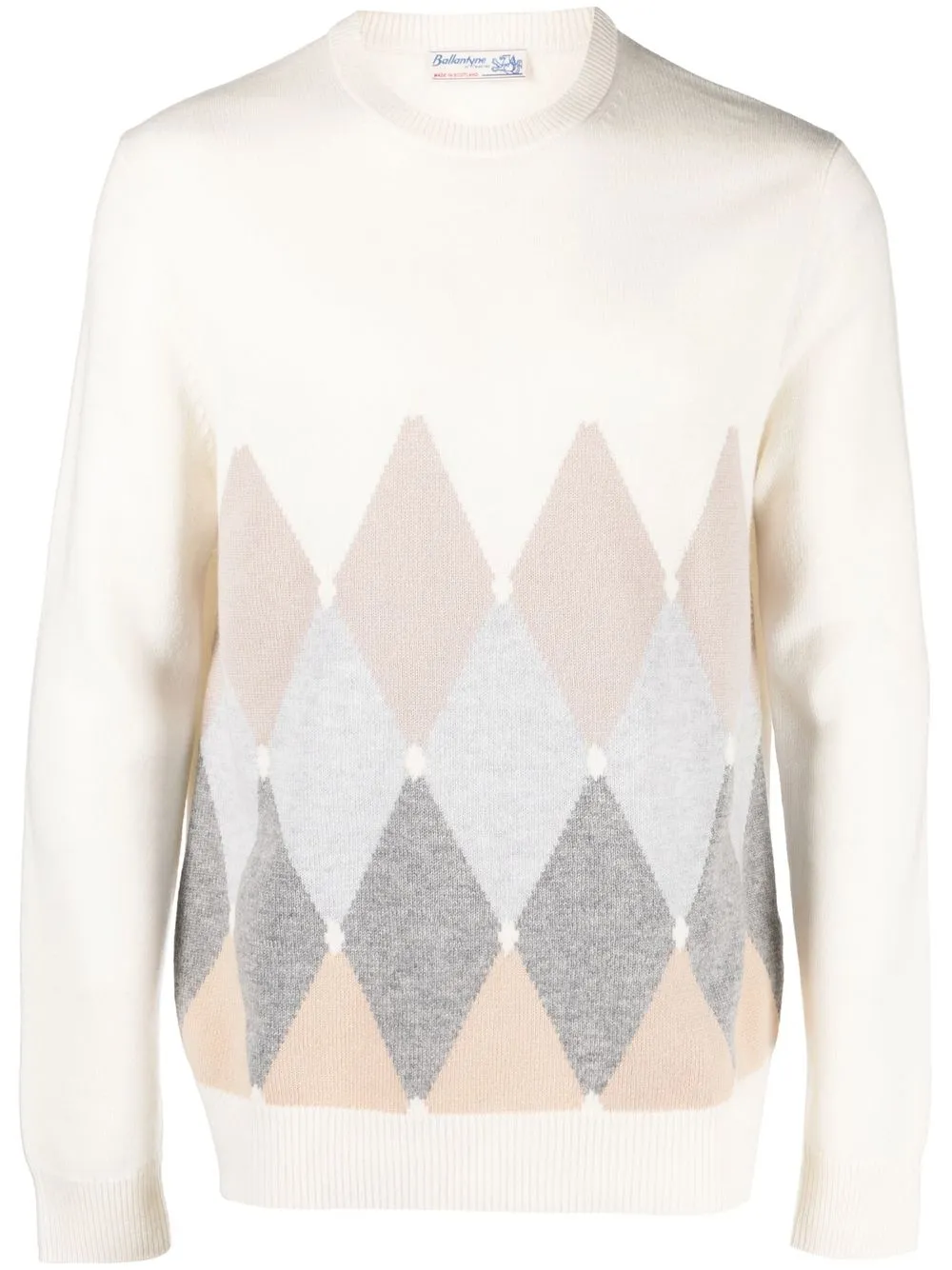 

Ballantyne argyle-check V-neck jumper - Neutrals