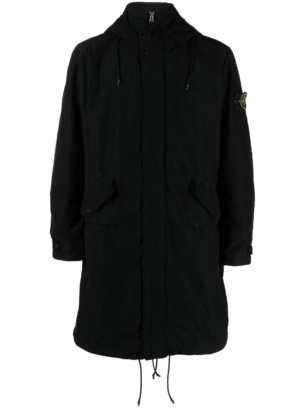 

Stone Island zipped-up hooded parka coat - Black