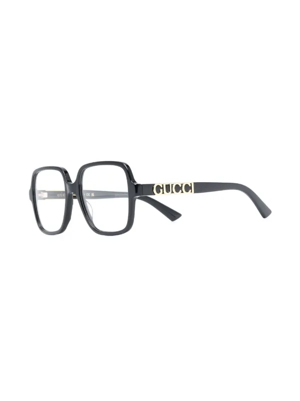 Gucci Eyewear スクエア眼鏡フレーム | ブラック | FARFETCH JP