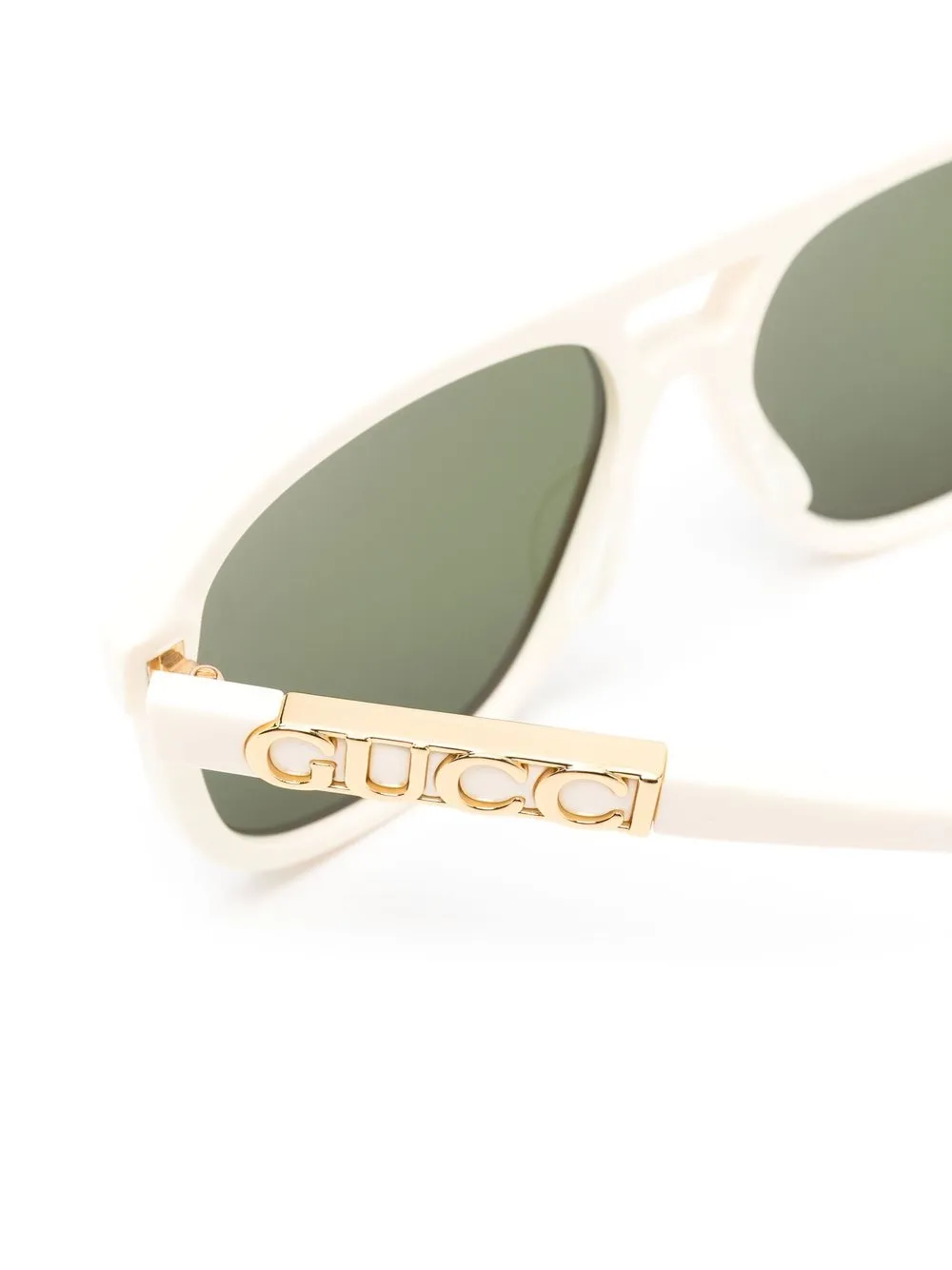  Gucci Eyewear Pilotenbrille Mit Logo Schild   Nude 
