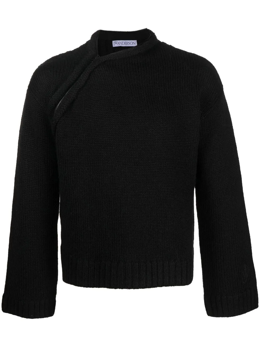 

JW Anderson asymmetric-neck knitted jumper - Black