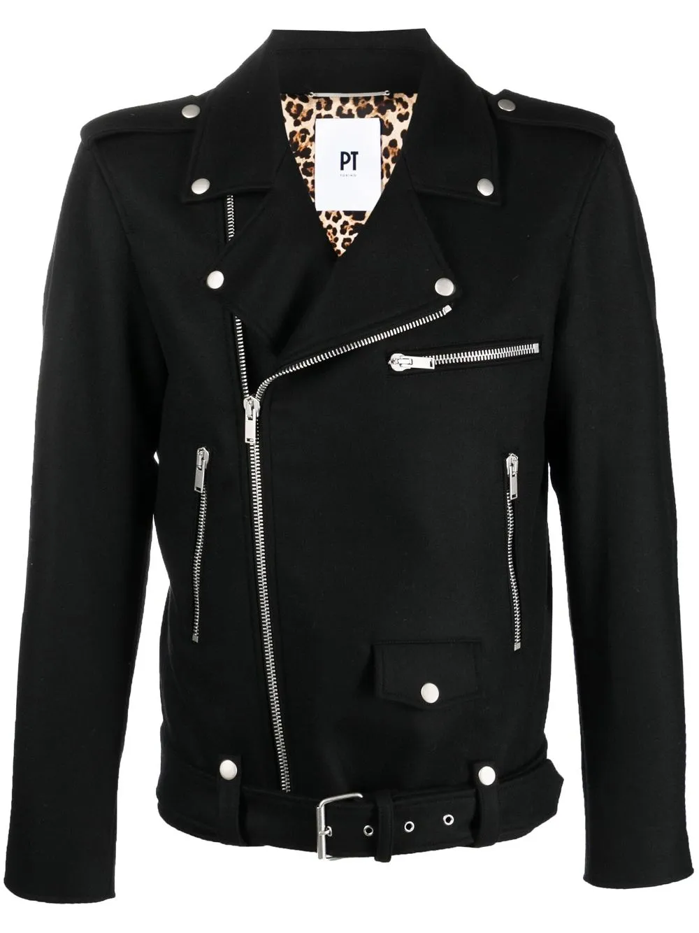 

PT Torino virgin-wool biker jacket - Black