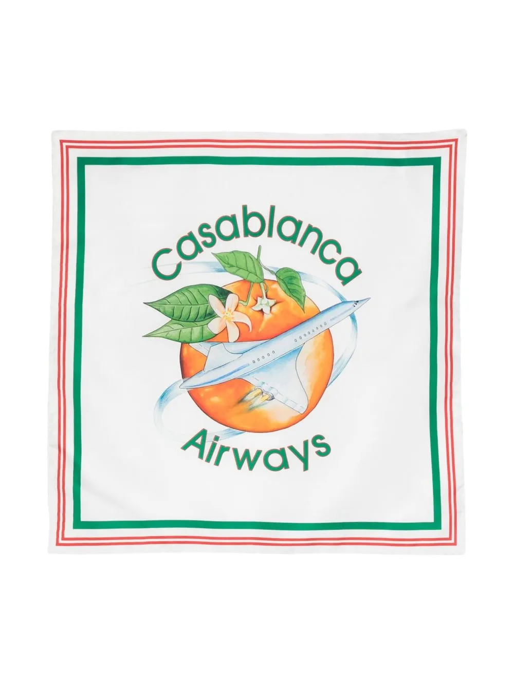 

Casablanca Orbit Au Tour De L'Orange silk scarf - White