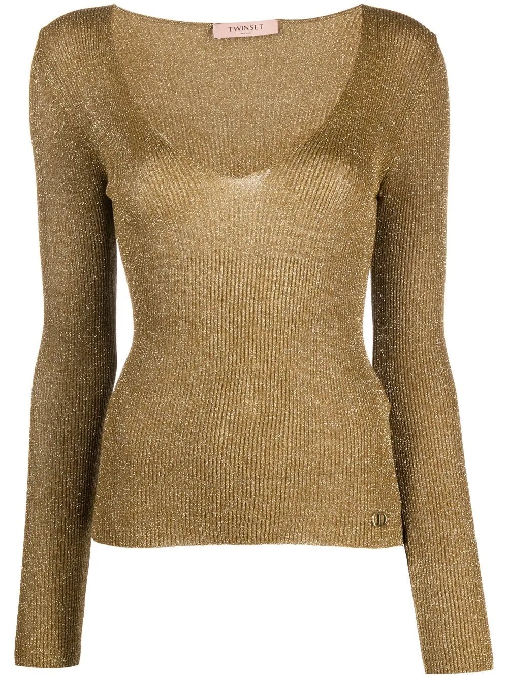 

TWINSET glitter-embellished knitted top - Gold